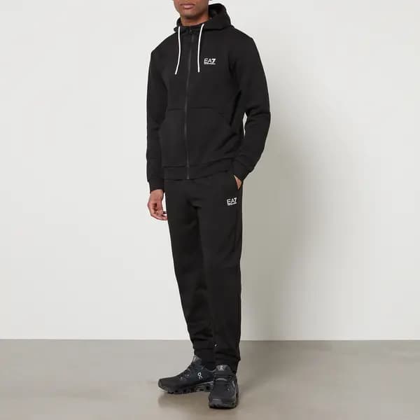 EA7 Visibility Full Zip Cotton-Blend Tracksuit Set - XL Black Hoodies and Sweatshirts male 3DPV58-PJ07Z-1200 XL