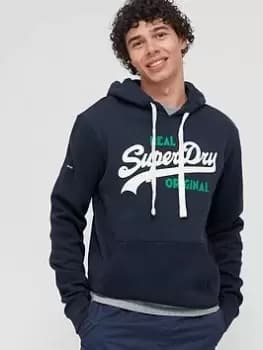 Superdry Vintage Logo Overhead Hoodie - Navy Size M Men