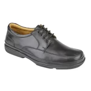 Roamers Mens Leather Wide Fit 4 Eye Deluxe Casual Shoes (10 UK) (Black)