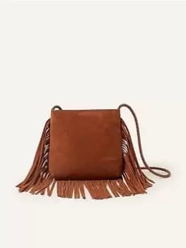 Accessorize Leather Fringe Cross-Body Bag