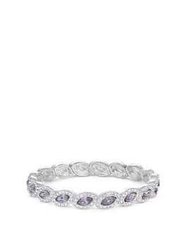 Jon Richard Silver Plated Lavender And Crystal Navette Stretch Bracelet