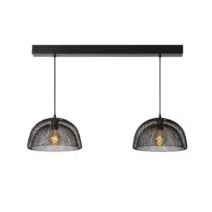 Mesh Vintage Bar Pendant Light - 2xE27 - Black