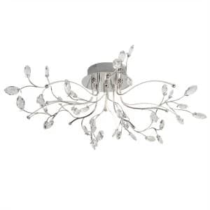 LED Flush Multi Arm Ceiling Light Chrome, Clear