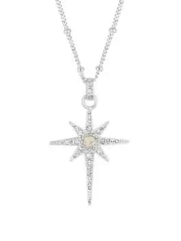 Jon Richard Silver Plated Opal And Cubic Zirconia Pendant Necklace