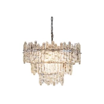 Endon Collection Lighting - Endon Lighting Maya - Pendant Chrome Effect Plate & Clear Glass 9 Light Dimmable IP20 - E14