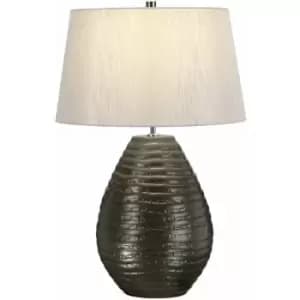 Loops - Table Lamp Textured Graphite Silver Faux Silk Shade Included LED E27 60W