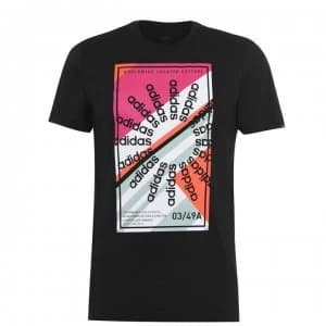 adidas Mens Clima Slogan Graphic T-Shirt - Black/White