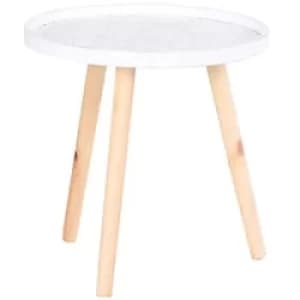 Homcom Flower Side Table with Saucer Top White 400 x 40.5 x 405 mm