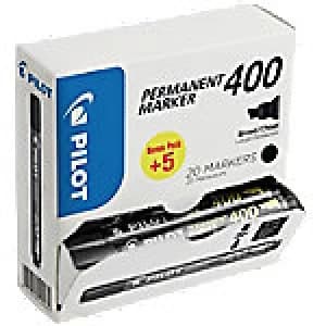 Pilot Permanent Marker 400 Chisel Black Pack 20