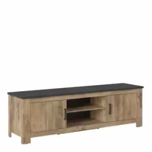 Rapallo 2 Door 189cm Wide TV Cabinet In Chestnut And Matera Grey