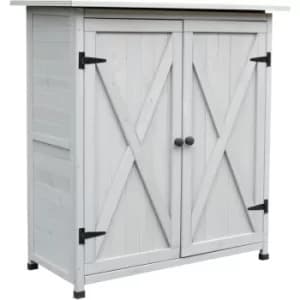 Outsunny Wood Garden Storage Shed Tool Cabinet Organizer w/ Shelves, Grey