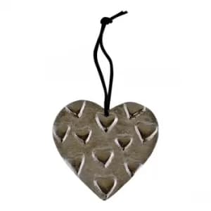 Hanging Silver Metal Heart Ornament