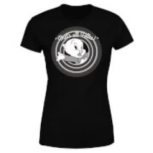 Looney Tunes That's All Folks Porky Pig Womens T-Shirt - Black