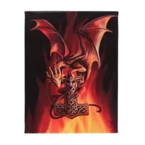 19x25cm Mjolnir Canvas Plaque by Anne Stokes