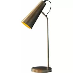 Table Lamp Antique Brass & Gold Effect Paint 10W LED E27 Bedside Light