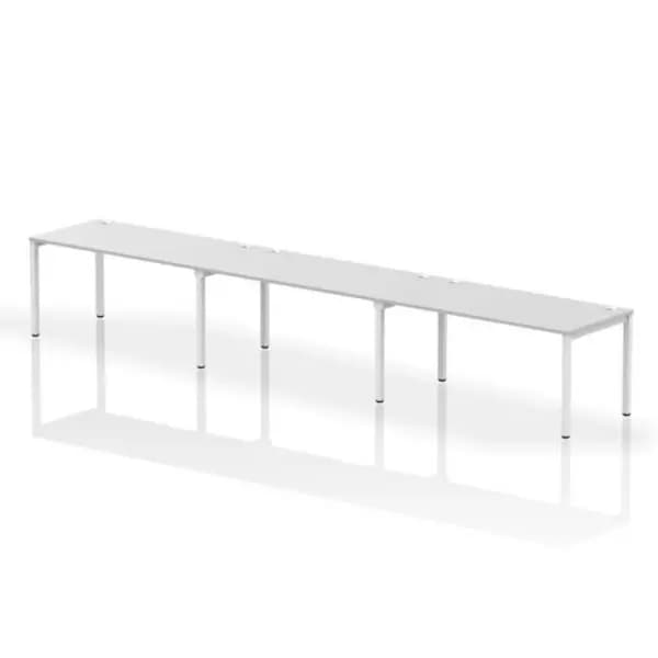 Impulse Bench Single Row 3 Person White Frame Office Bench Desk 1600 White