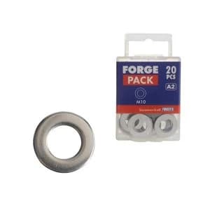 ForgeFix Flat Washers DIN125 A2 Stainless Steel M10 ForgePack 20