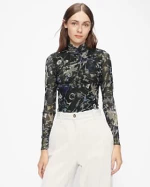 Ted Baker Floral Mesh High Neck Top