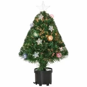 Prelit Artificial Tabletop Fibre Optic Christmas Tree 60cm, Green