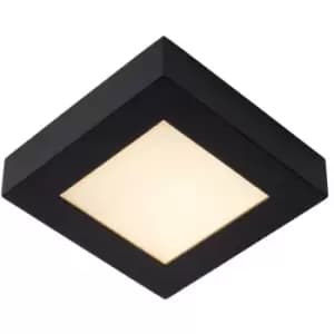 Lucide BRICE-LED - Flush Ceiling Light Bathroom - LED Dim. - 1x15W 3000K - IP44 - Black