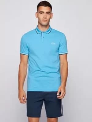 Hugo Boss Athleisure Paul Curved Logo Polo Shirt Open Blue Size 2XL Men