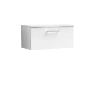 Nuie Arno 800mm Wall Hung 1 Drawer Vanity & Sparkling White Laminate Top Gloss White
