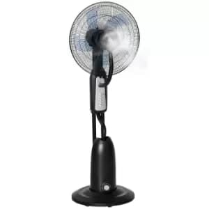 HOMCOM Pedestal Fan with Water Mist Spray, Standing Fan, Humidifying Misting Fan with 3 Speeds, 2.8L Water Tank, Black