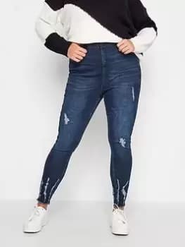 Yours Ladies Cat Scratch Hem Grace Jegging - Blue Size 20, Women