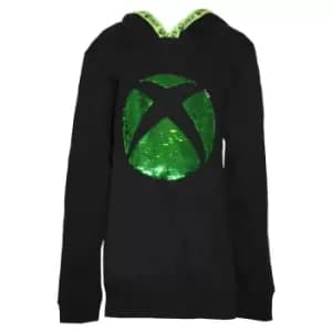 Xbox Childrens/Kids Logo Sequin Flip Hoodie (10-11 Years) (Black)