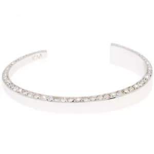 Ladies Karen Millen Silver Plated Contoured Crystal Cuff SM