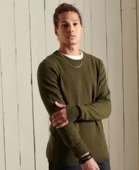 Superdry Mens Lambswool Lightweight Crew Jumper Green / Rural Green - Size: S