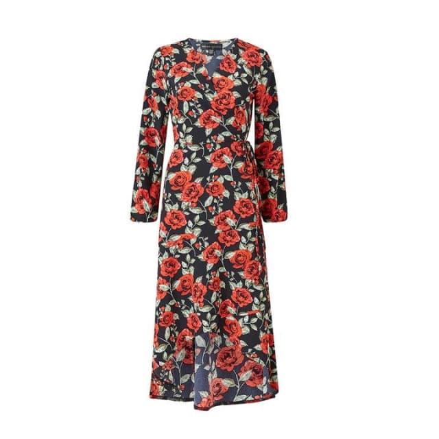Mela London Black Floral 'Natasha' Midi Dress - 8
