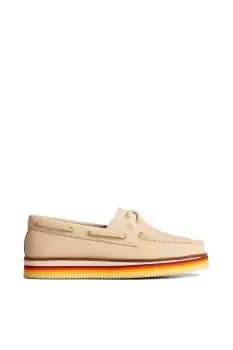 Perry Authentic Original Stacked Boat Shoe Female Ivory UK Size 4