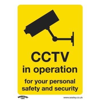 Safety Sign - CCTV - Rigid Plastic - Pack of 10