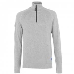 Jack and Jones Originals Lover Zip Knit - Lt Grey Mel