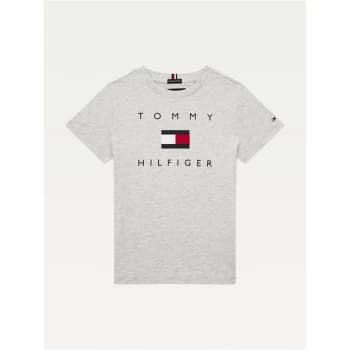 Tommy Hilfiger Flag Logo T Shirt - Grey Heather
