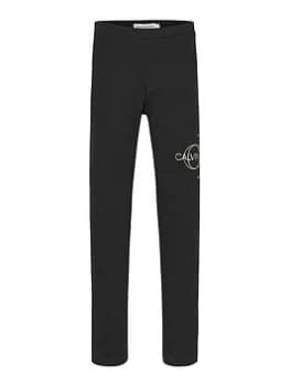 Calvin Klein Jeans Girls Monogram Outline Legging - Black, Size Age: 12 Years, Women