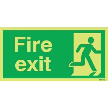 Fire Exit Man Right Photoluminescent Rigid PVC Sign - 450 X 150MM - Sitesafe