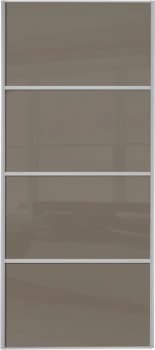 Wickes Sliding Wardrobe Door Silver Framed Four Panel Cappuccino Glass - 2220 x 762mm