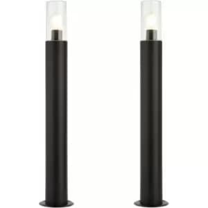 2 pack Outdoor Bollard Post Light - 15W E27 LED - 800mm Height - Stainless Steel