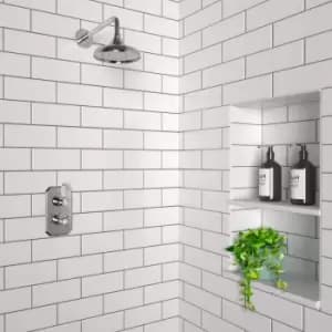 Traditional Concealed Thermostatic Mixer Shower with Wall Mounted Rainfall Shower Head - Cambridge