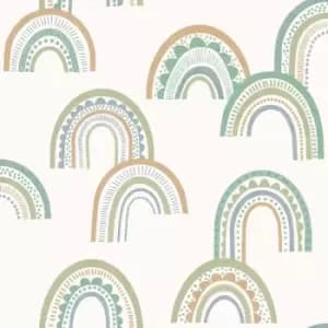 Holden Boho Rainbow Green and Teal Childrens Wallpaper