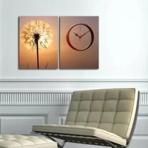 2P3040CS-151 Multicolor Decorative Canvas Wall Clock (2 Pieces)