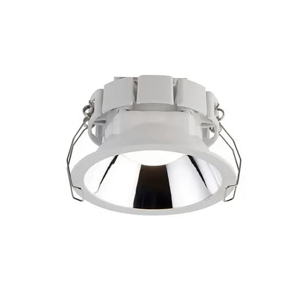 Shield Fire Rated Bezel Chrome Recessed Downlight Matt White Paint
