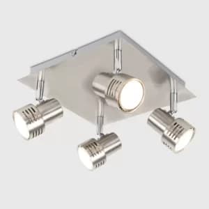 4-Way Square Plate Spotlight in Brushed Chrome