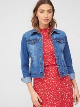 Oasis Mid Wash Denim Jacket - Blue, Size 10, Women