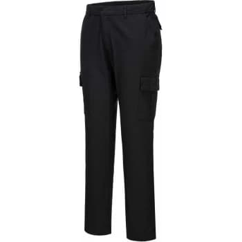 Portwest - Black Sz 28 Regular Stretch Slim Combat Work Trouser