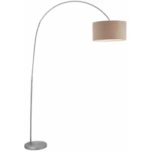 Loops - Floor Lamp Light Matt Nickel & Grey Fabric 40W E27 Standing Base & Shade