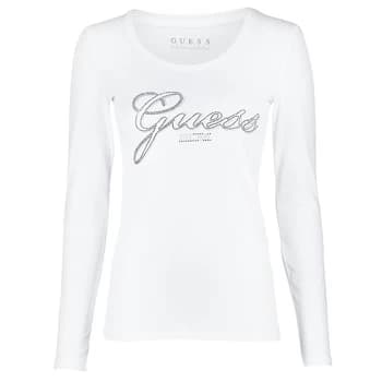 Guess LS CN RAISA TEE womens in White - Sizes S,M,L,XL,XS