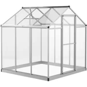 Outsunny - 6x6ft Aluminium Greenhouse with/ Door Window Galvanized Base PC Panel